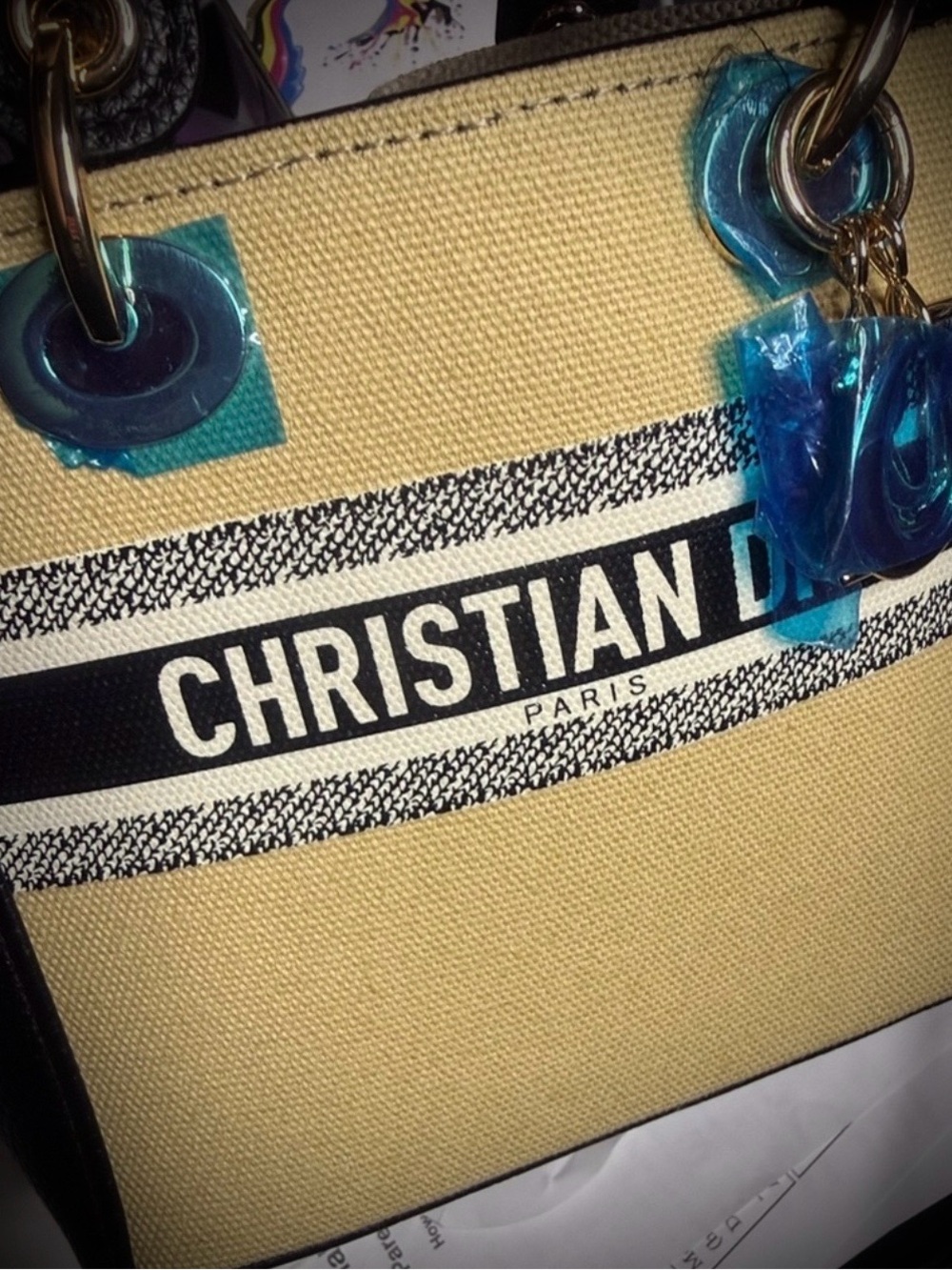 Dior Bag W/ Both Gold Chain & Guitar Strap - Picture 2 of 2